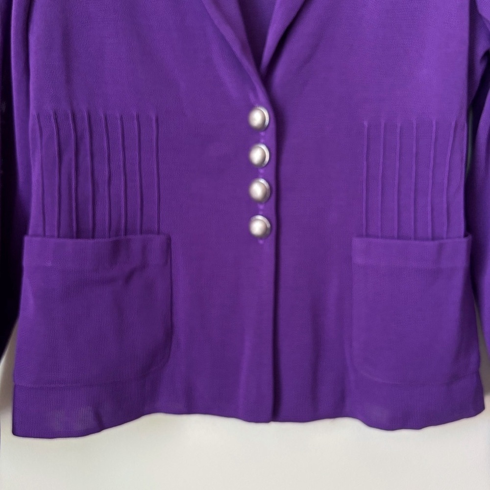 Misook Purple Pintuck Angelique Knit Jacket PXL Petite Luxury Workwear - Picture 4 of 8